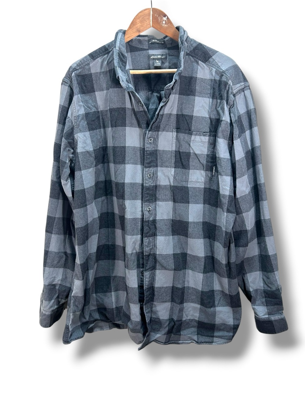 Men's Eddie Bauer Black Gray Checkered Thick Cotton Flannel Shirt Size 3XLT